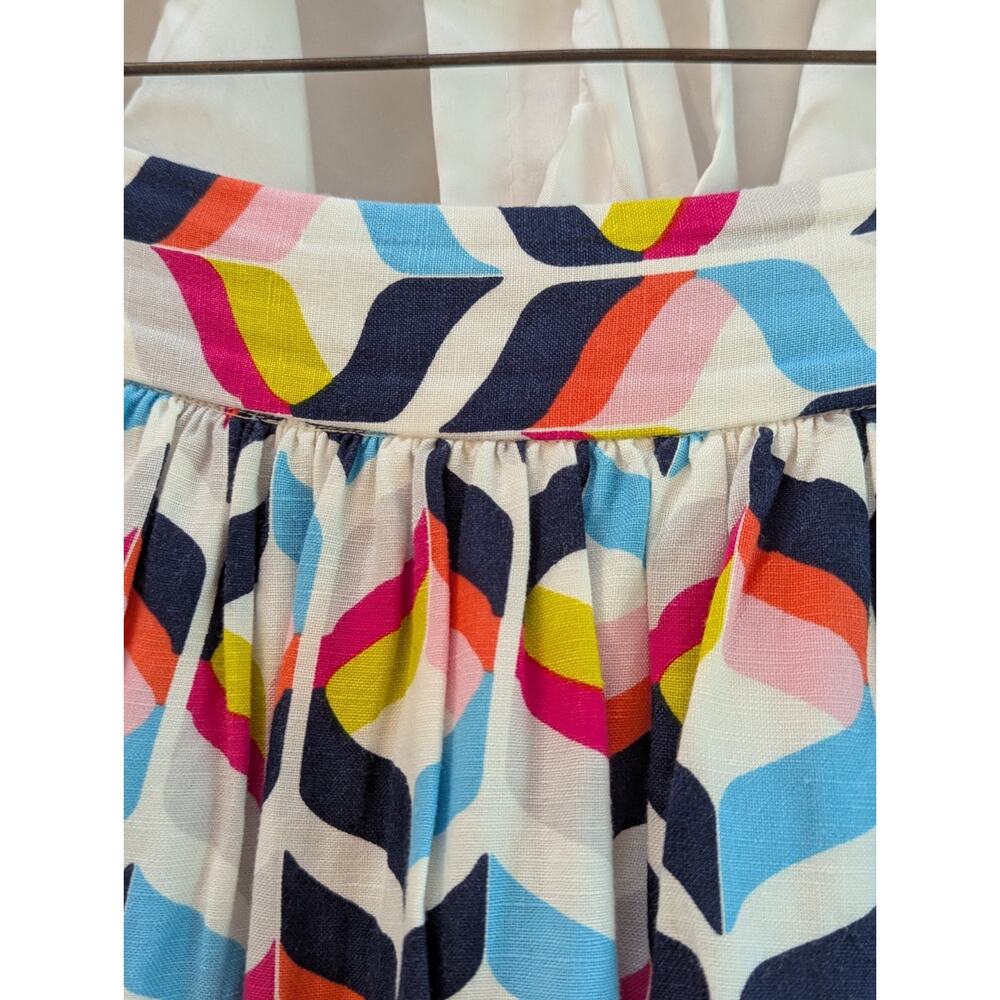 Cynthia Rowley Size 10 Linen Blend Lined Pleated Knee Length Skirt Pockets - Picture 7 of 16